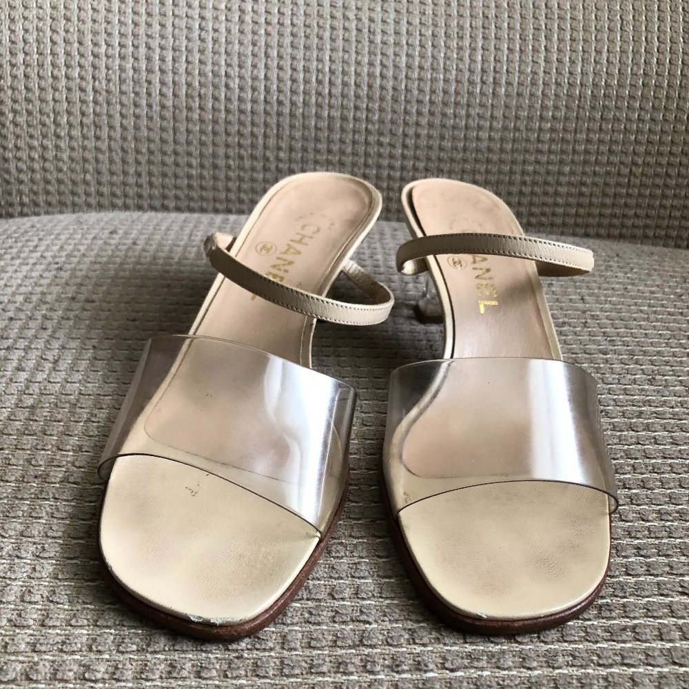 Chanel Women's Clear Top Slip On Sandals